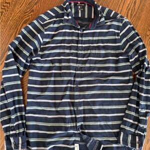 Dark Blue Shirt with Light Stripes